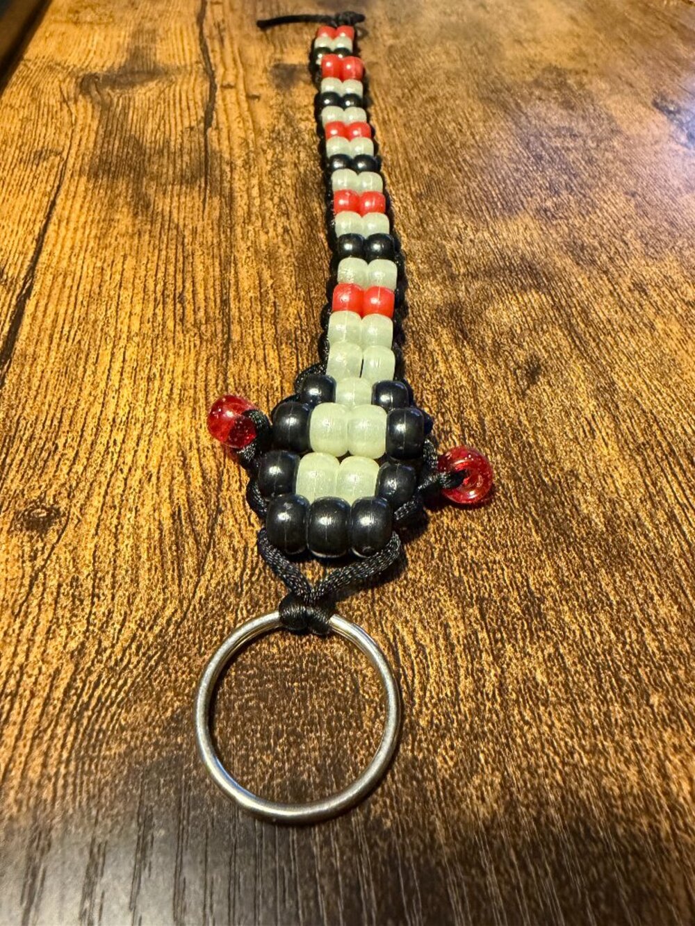 🎈 Gothic Beaded Sword Keychain: Black Red & Glow-in-the-Dark Lanyard Ring